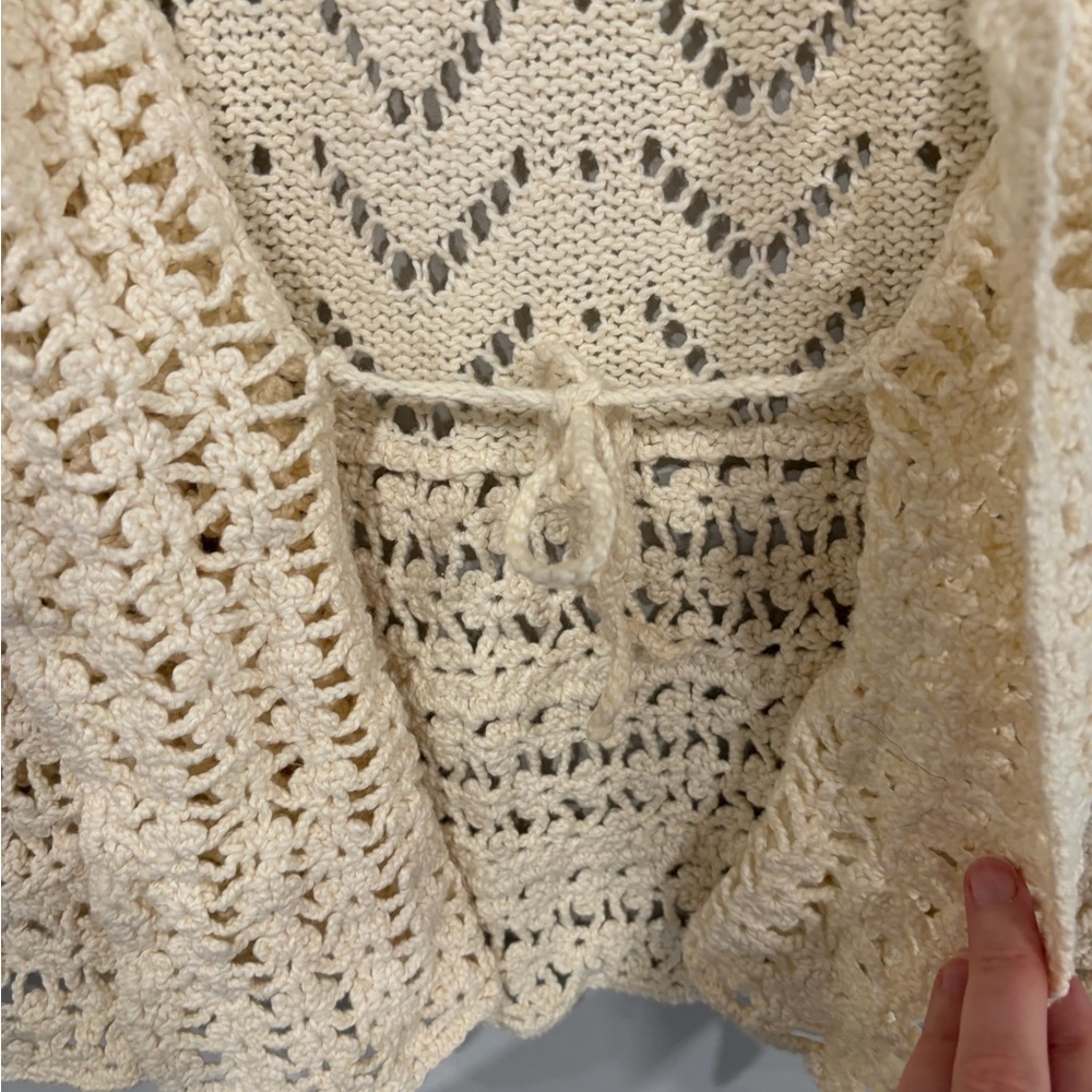 Banana Republic Cream Crochet Cardigan Boho Lightweight Layer Size M - Picture 7 of 8